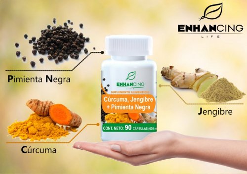 CURCUMA, JENGIBRE, PIMIENTA NEGRA CAPSULAS REFUERZA EL SISTEMA INMUNE 